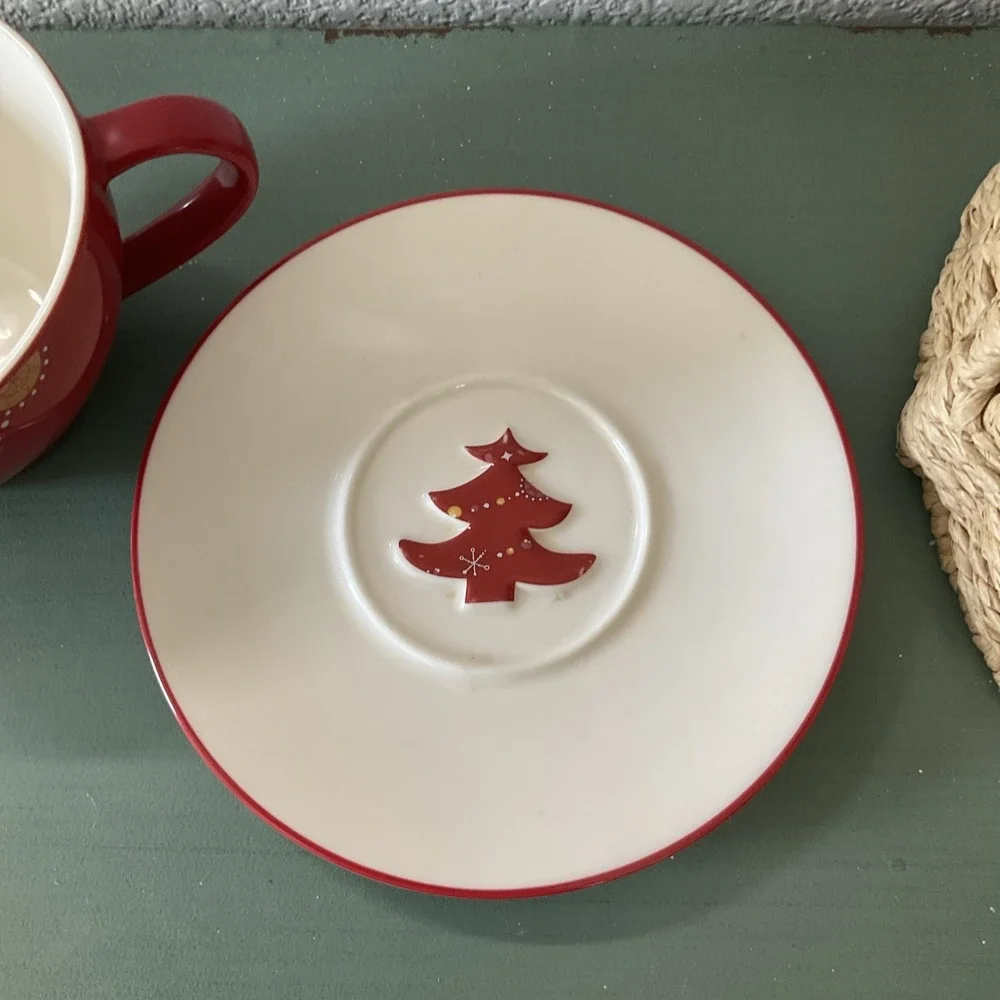 Starbucks Red White Christmas Holiday 2006‎ Coffee Tea Cup & Saucer 12oz